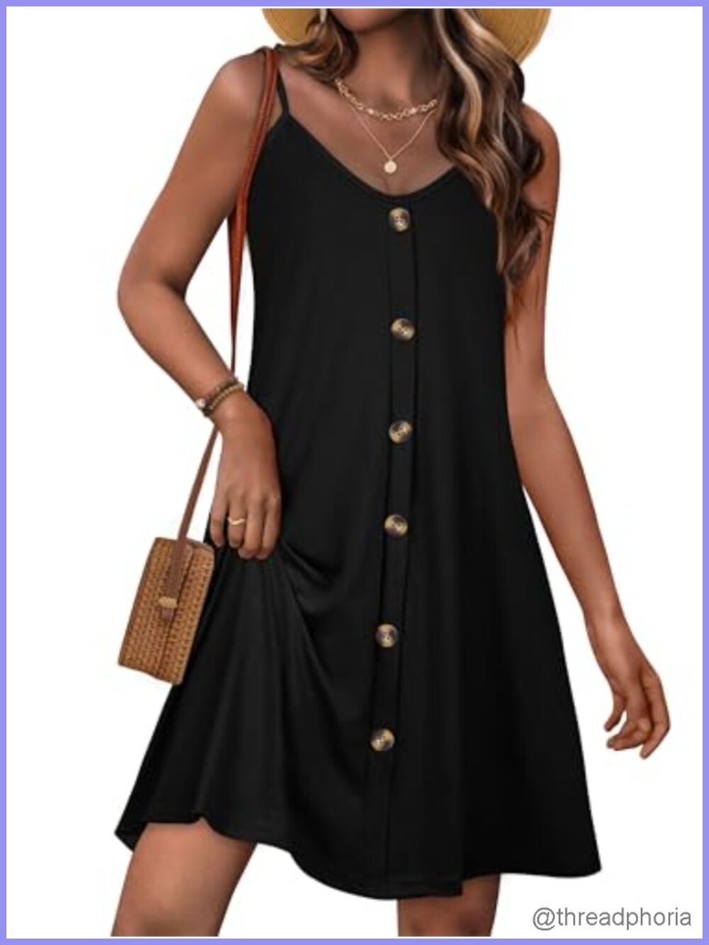 Women's Spaghetti Strap Cotton Beach Cover Up Sundress with Pockets
